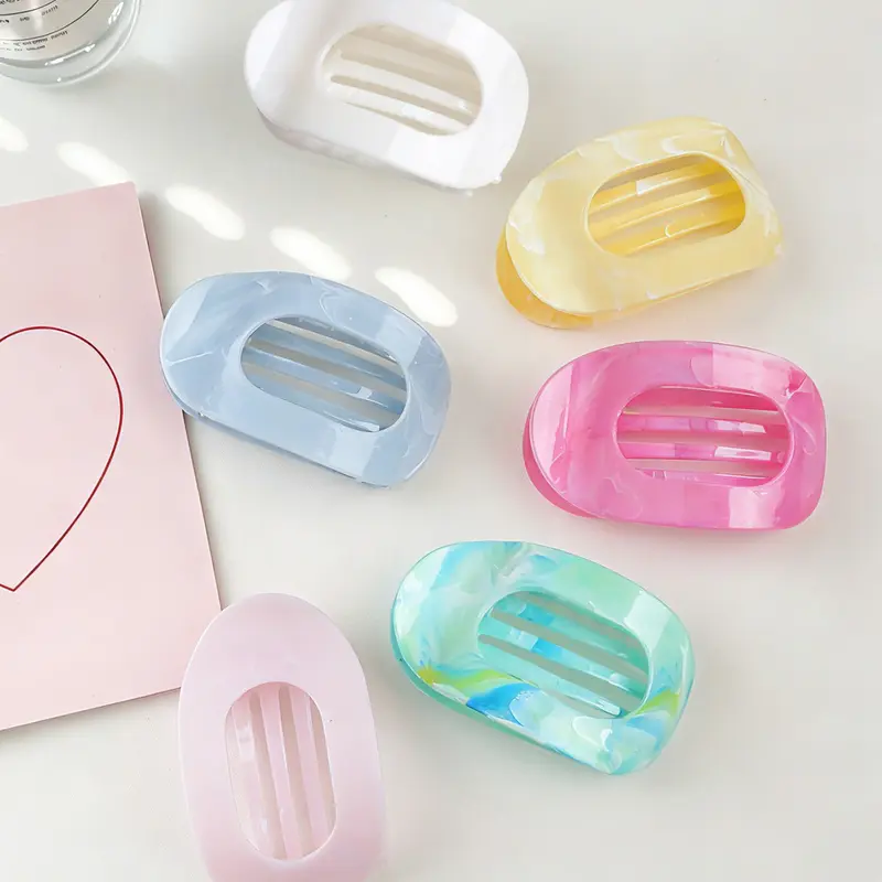 6-Pack Sweet Marble Pattern Claw, Multi-Use Hair Accessories for Daily and Beach Vacation, Hair Claw Set, Fun Hair Clips