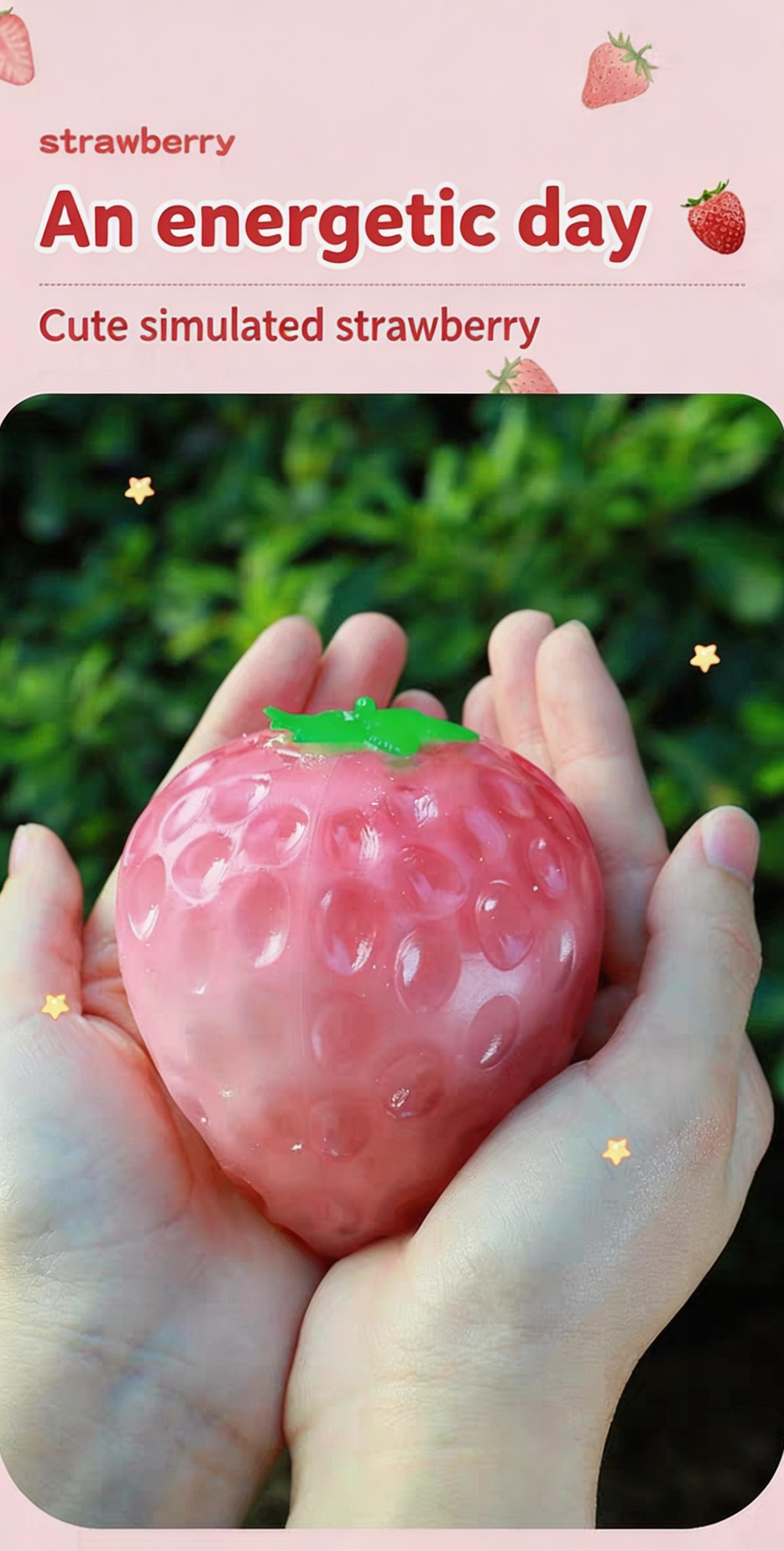 2PCS Color Changing Strawberry Squishy  Stress Relief Fidget Toy   Fruity Fidget Toy for Stress Relief & Sensory Play for Kids & Adults | Super Satisfying Squeeze