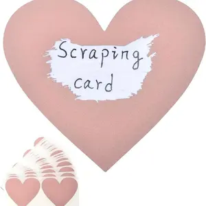 Heart Scratch-Off Sticker Labels, 50 Heart Scratch-Off Cards, Customized Sticker, Silver Color Blank Stickers for DIY Valentine Wedding Invitations