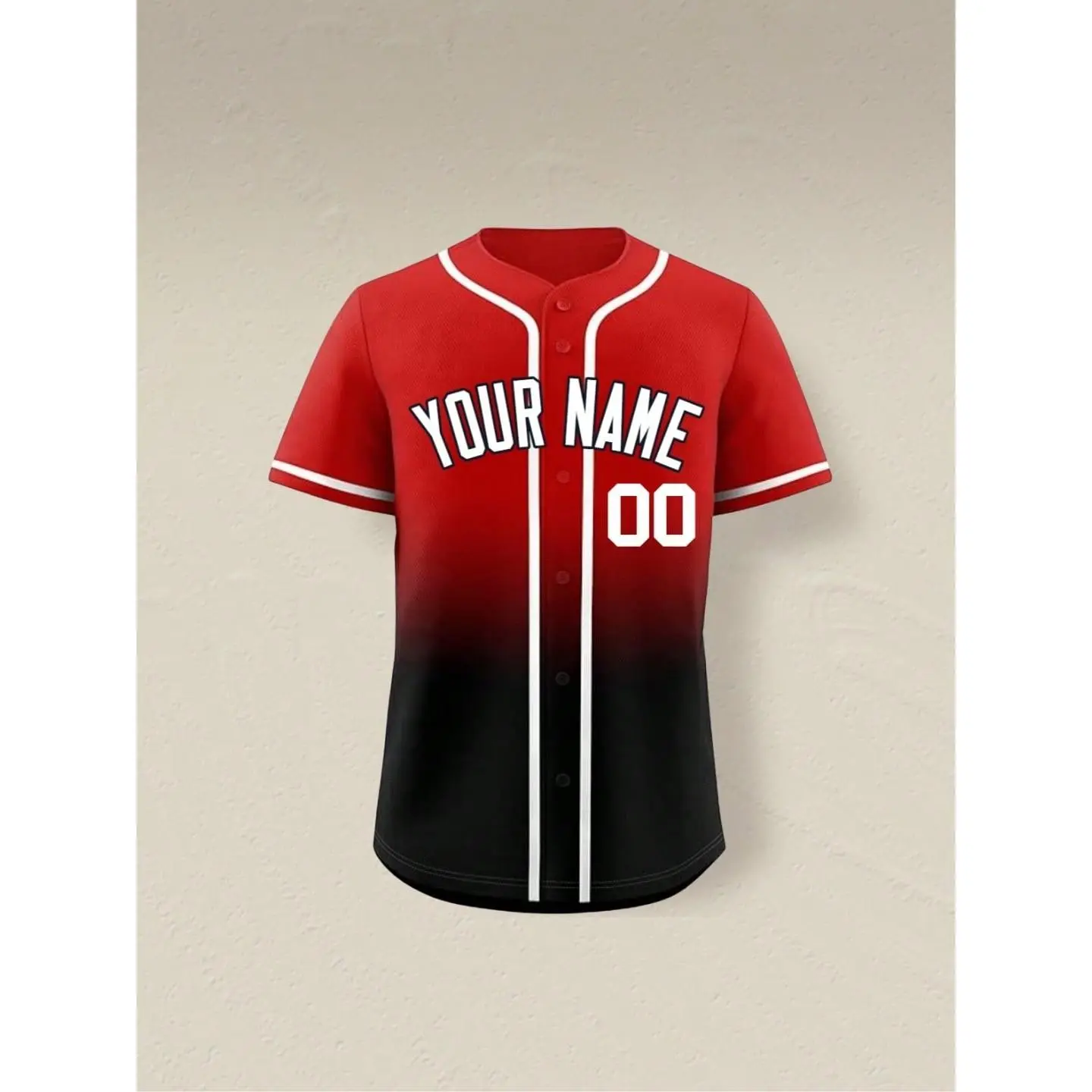 Mens Custom Baseball Jersey | Red & Black Gradient | 5-Pack Team Uniform | Add Name & Number