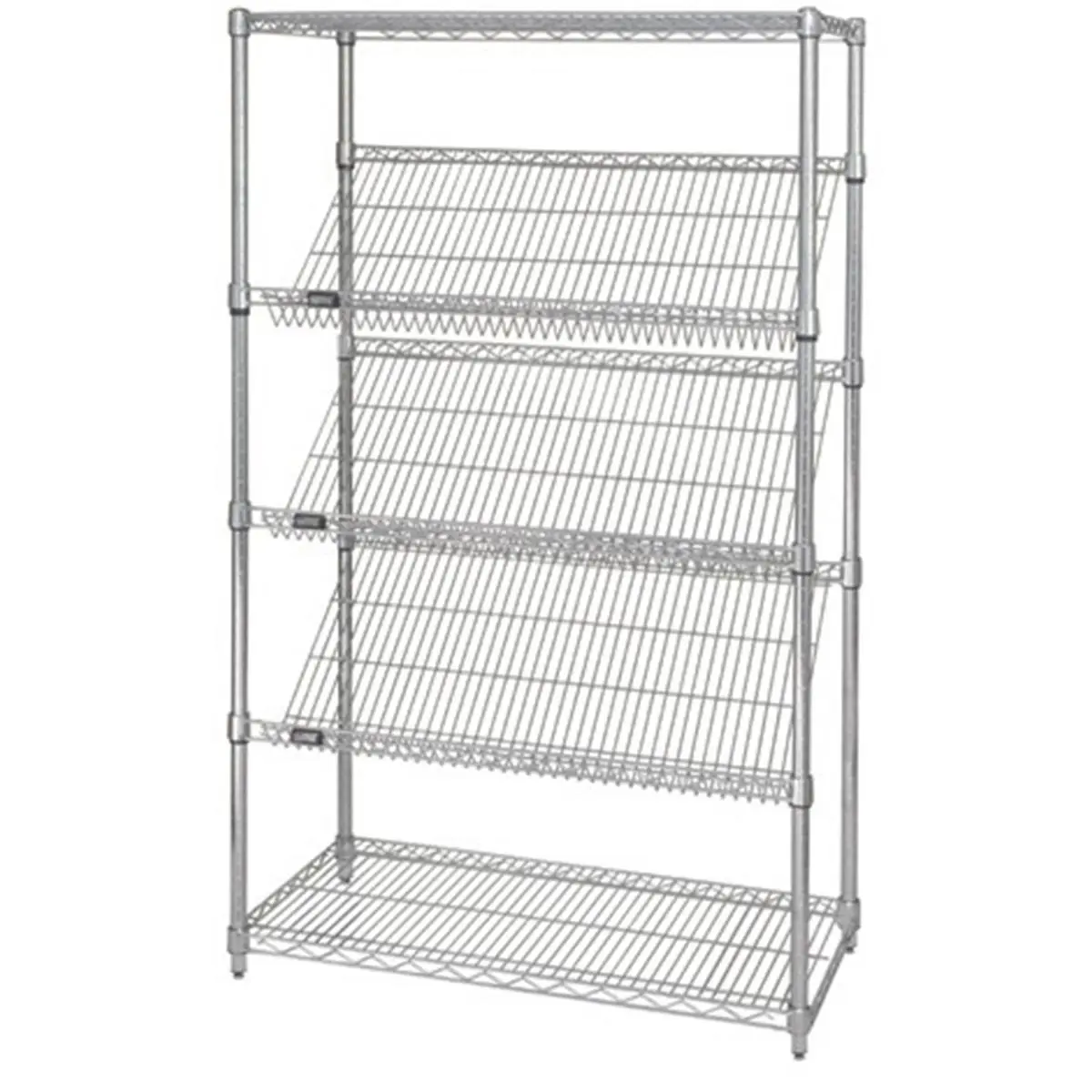 212 MAIN Modular Quantum Metal Organizer Storage System Shelf - Chrome Wire Shelving Unit, 24x48 in. Rectangle Slanted Shelf Units for Par Level Systems