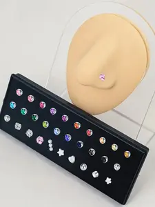 26-Piece Set Nose Rings for Women & Men, Hypoallergenic Stainless Steel Multi-Style Cz Nose Piercing Jewelry, 20g Size
