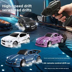 1:64 Full Proportional RC 4WD Drift Car - Remote Control Car, Racing Simulation Style with 2.4GHz Control, LED Lights & Drift Cones, Desktop Racing Toy for 14+ Teens & Adults / Creative Holiday Gift