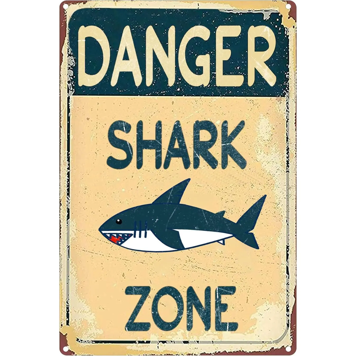 Danger Shark Zone Danger Metal Sign Home Pub Bar Wall Decor Shark Bedroom Decor for Boys Shark Decorations Poster Pictures Wall Art Stuff 8 x 12 Inch