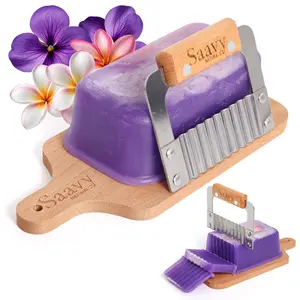 Saavy Naturals Plumeria Violet Artisan Soap Loaf Gift Set – 1 lb Fresh-Cut Soap + Cutter – Floral Spa Cleanse