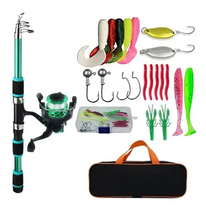 Complete Fishing Set with Extendable Rod and Spinning Reel, Includes Hooks and Lures, Storage Box Included, Perfect Gift for All Fishers