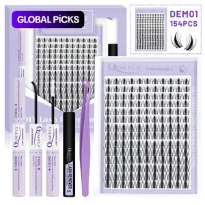Fairy Lash Clusters Kit Eyelash Extensions Set, Manga Lash Clusters with Bond, Eyelash Fixer, Glue Remover, Tweezers and Eyelash Brush, DIY Spider Individual Lash Clusters for Wispy Volume#GLOBAL PICKS