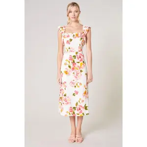 Magdalena Floral Ruffle Trim Milo Midi Dress