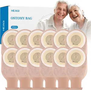 100 PCS Colostomy Bags, One Piece Ostomy Drainable Pouches with Closure for Ileostomy Stoma Care, 15mm-60mm Cut-to-Fit Ostomy Supplies