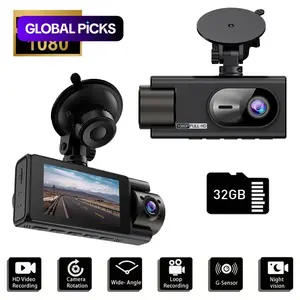 Dual Dash Cam Front 1080P + Cabin 720P, Wide Angle, Night Vision, 24H Parking Monitor, G-Sensor, Loop Recording, Suction Cup Mount, PC Compatible Car DVR, Car Dash Camera #GLOBAL PICKS