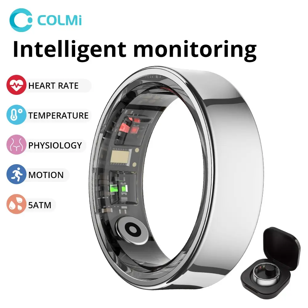 COLMI R09 Smart Wellness Ring with Sleep Tracking, Heart Rate, Temperature Monitoring, Stress & Cycle Insights, No Subscription Fee, Fitness Ring for Men & Women, Smart Ring Health Tracker, Wearable Fitness Tracker, Compatible with Android & iOS