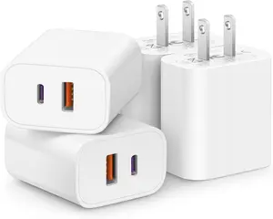 [4 Pack] USB C Charger Block Fast Charging Multiport Adpater [PD 20W USB-C & QC 3.0 USB-A Port] for i Phone 17/16/15/14/13/12/11/X/8, i Pad, Galaxy, Google, Galaxy