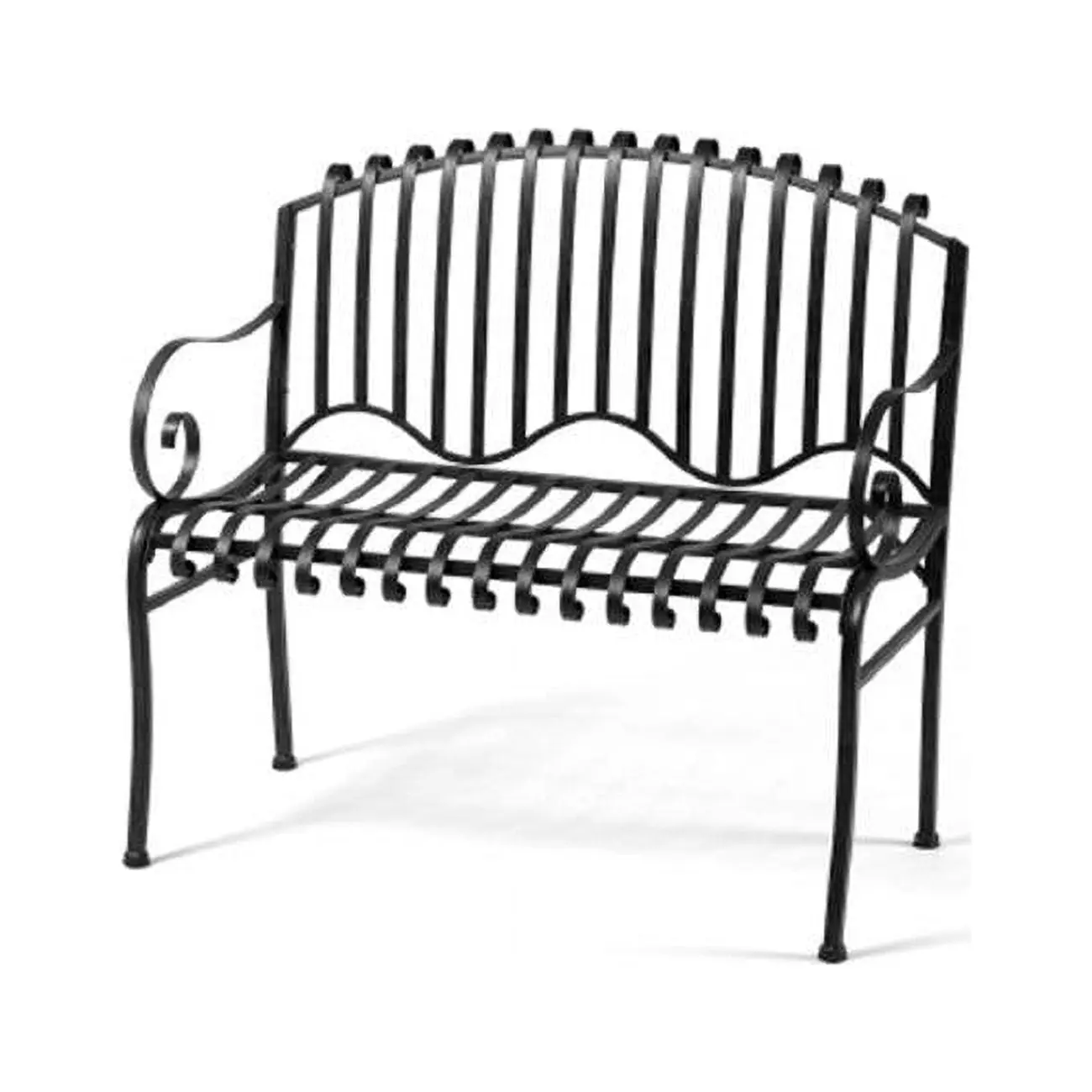 Solera DPI D68 BE116BLK Outdoor-Indoor Bench, Black, 38" Length, 18" H x 35" W, Curved Details, Ideal for Garden Use