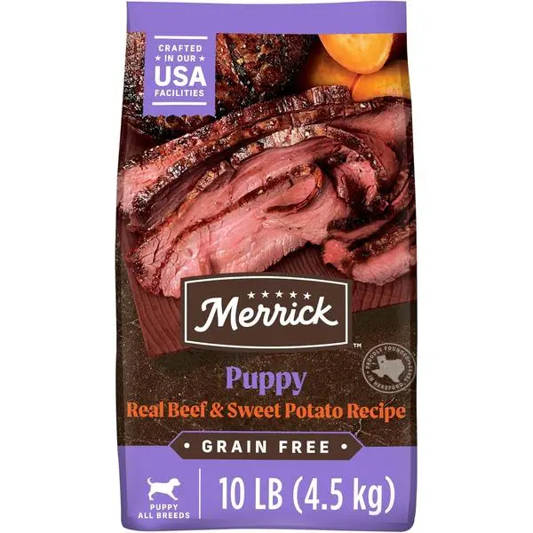 Premium Grain Free Dry Puppy Food, Wholesome and Natural Kibble with Real Texas Beef and Sweet Potato - 10.0 lb. Bag