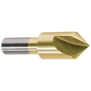 Melin Tool 60° Cobalt Countersink - 3/4" Head Diam, 1/2" Straight Shank Diam, 1 Flute, TiN Finish, 2-3/4" OAL, Single End, Right Hand Cut (Model 18166)