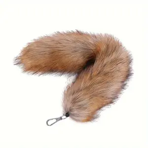 [Cute Fox Keychain] Polyester Bohemian Style Faux Fox Tail Keychain |   Portable Animal Charm for Bags & Backpacks, Cute Cartoon Accessory for Women & Girls, Home Decor, PS Material