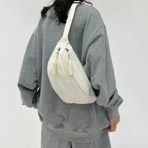 Crossbody Bag for Women Corduroy Chest Bag Shoulder Bag Simple Solid Color Large Capacity Casual Daypack Travel Workout Everyday Must Have