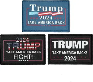 3 Pack Trump 2024 Flag Morale Patches,Trump 2024 TAKE America Back Patches,Embroidery Hook and Loop Patches for Tactical Bags, Jackets, Clothes,Backpacks,Hats