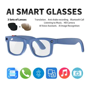 Gradient AI Smart Glasses, Wearable Smart Glasses, 5MP HD Cameras, 1080P Anti-Shake Video Recording, 3 Lens(Sunglasses + Anti Blue Lens) for Travel Sports Video Recording, Hands-free BT Calling, AI Translation, Object Recognition