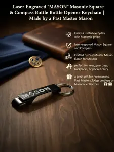 Laser Engraved "MASON" Masonic Square & Compass Bottle Opener Keychain | Made by a Past Master Mason