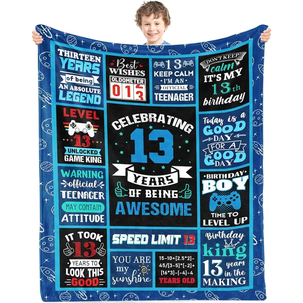 13 Year Old Boy Gifts, Birthday Gifts for 13 Year Old Boys, 13th Boy Birthday Gifts Ideas, 13 Years Old Boy Blankets, Boys Teens Throw Blanket 40 x 50 Inch, 13 Birthday Decorations for Boys