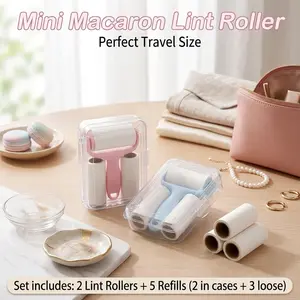 Mini Dust Removal Roller Set (2-Pack): 1 Handle + 3 Refills, Strong Adhesive for Pet Hair & Lint, Reusable, No Electricity, Works on Clothes, Carpets, Car Seats, Furniture - Portable, Effective, Essential for Pet Owners