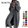 Scacto Women's Plus Size Minimalist Solid Knit Cardigan - Long Sleeve, Loose Fit Lazy Chic Basic Knitwear Top for Autumn, Winter, Sizes S, M, L