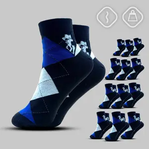 Dress Ankle Socks – Navy Argyle (Pack of 12)