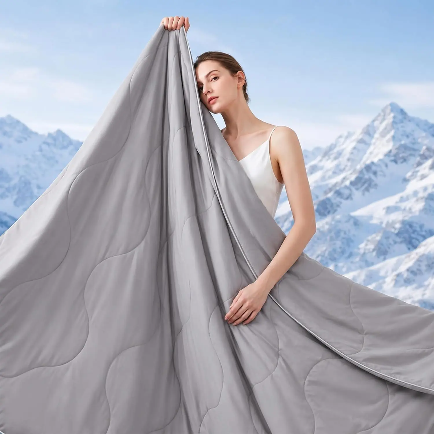 JOLLYVOGUE Summer Cooling Comfort for Hot Sleepers, Ice Cream Blanket,Summervibes,RayonDerived from Bamboo,Breathable Oversized Design, Lightweight, Comfy Bedding,  Cooling Blanket, machine washable