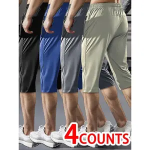 Men's Solid Drawstring Waist  Pants, Casual Regular Fit Pocket Track Capris Pants for Summer, Men's Bottoms for Daily Wear, Shorts for Men, Shorts for The Summer