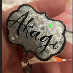 Personalized Glitter retractable badge reel  gift ID holder beaded Nurse/teacher gift