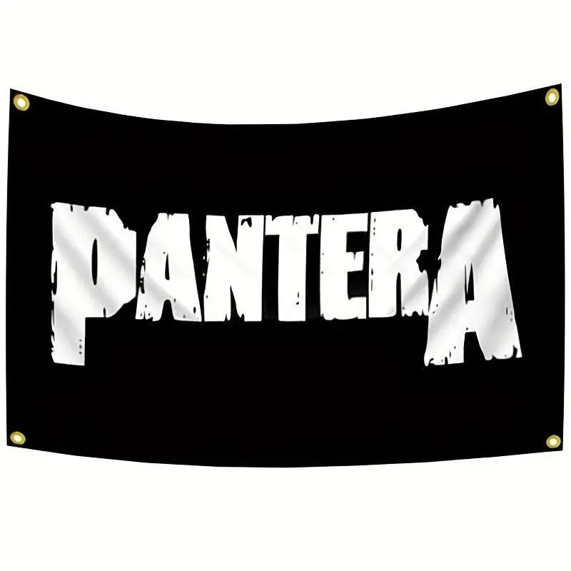 Pantera Band Decorative Tapestry Wall Hanging - 150x90cm Black and White Synthetic Polyester Collectibles, Room Art for Bedroom, Music Rooms Home Decor Accent, Rectangular