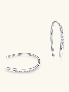 S925 silver moissanite open loop earrings, total weight 0.08CTW, women's U-shaped half loop earrings, suitable for daily jewelry gifts