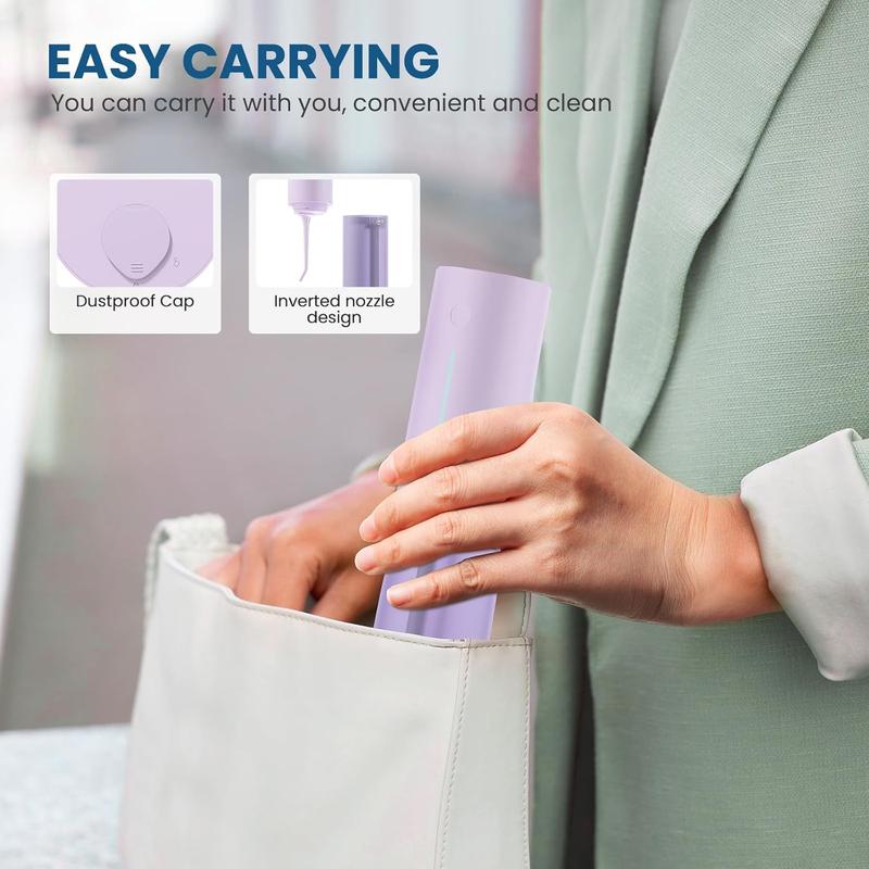 Travel Cordless Water Flosser, IPX7 Waterproof Electric Oral Irrigator with 3 Modes and 4 Replaceable Jet Tips, Rechargeable and Portable for Easy Cleaning (Purple)