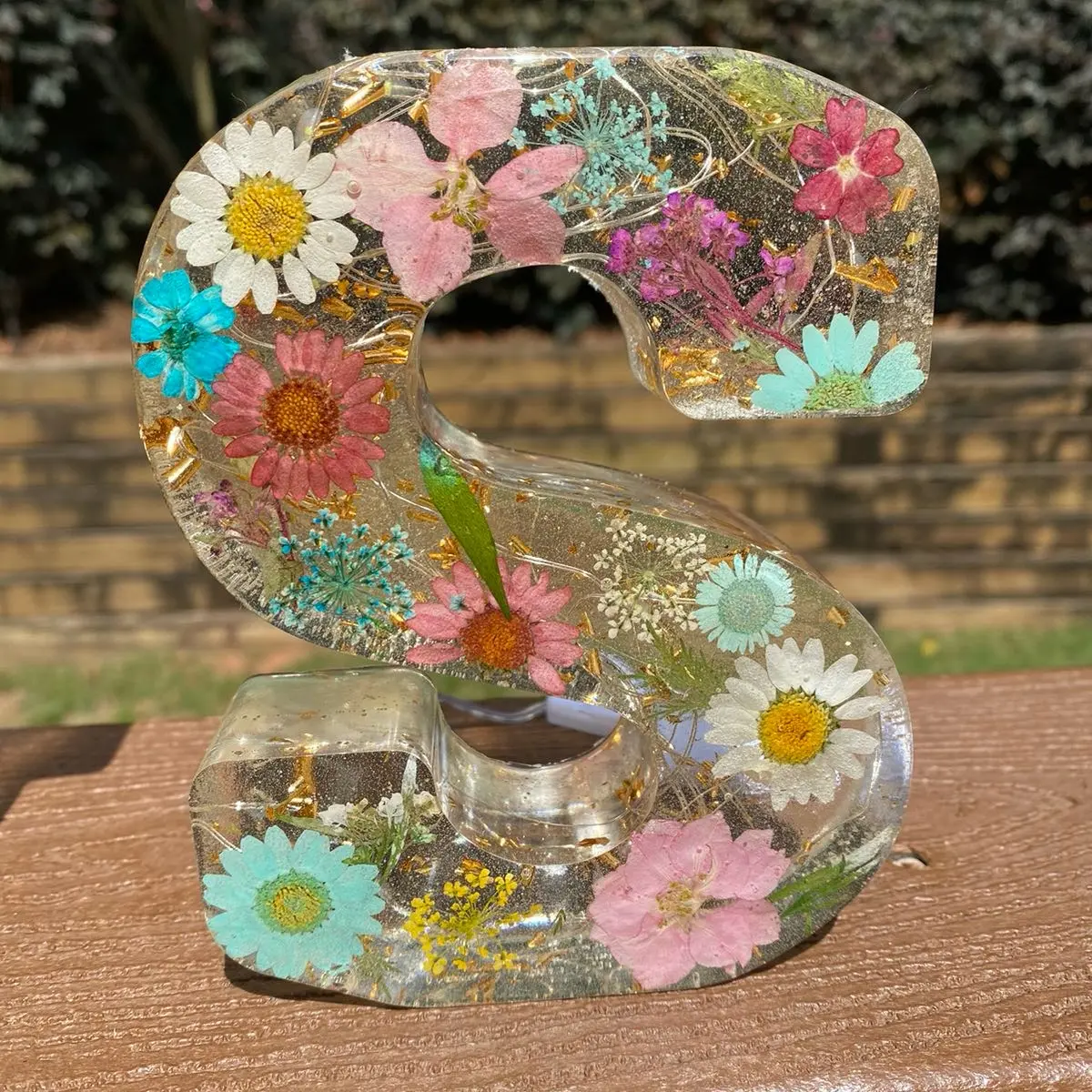 Unique custom made, large Resin Letter fairy light decor, personalised resin decor letters , light up initial decoration, , Bedroom, flower Decorative Gift Mum Ornaments