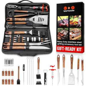 Grilling Accessories-Stainless Steel Barbecue Grill Tools Accessories Kit Spatula Thermometer Tongs For Blackstone Griddle For Outdoor Camping - Grill Set Gifts For Dad Men Women(24 pcs)