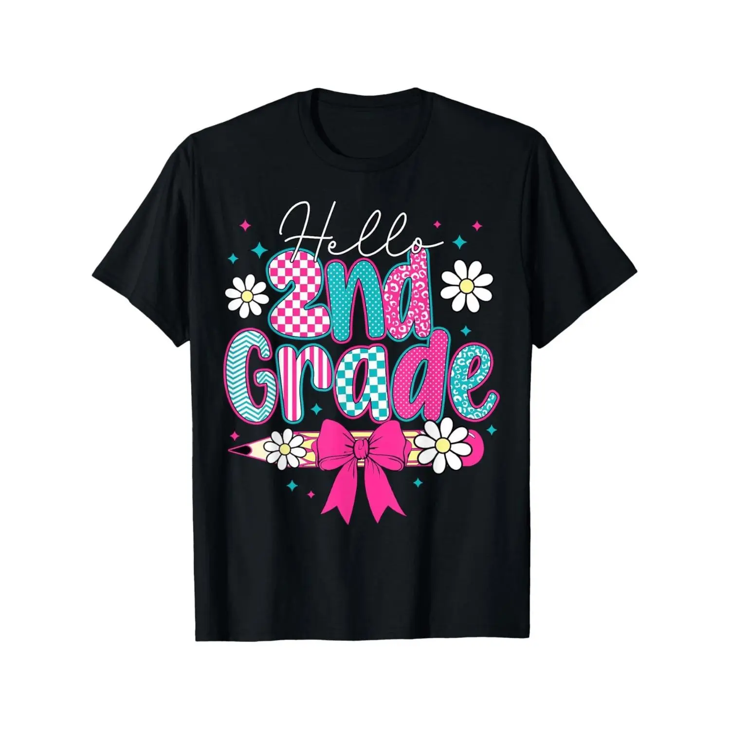 Back to School Hello Second Grade Team 2Nd Grade Boys Girls T-Shirt, Boy Girl Boys Girls Clothes, Pure, Comfortable, And Breathable Crew-Neck T-Shirt,belle,princess,book tee,,red,baby,dee,music,note,,graphic,shirts,del,padre,,mechanic,,training,