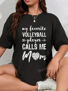 100% Cotton Unisex Volleyball Mom Volleyball-Player Volleyball Ball Gift T-Shirt Graphic Printed Vintage Casual Tshirt