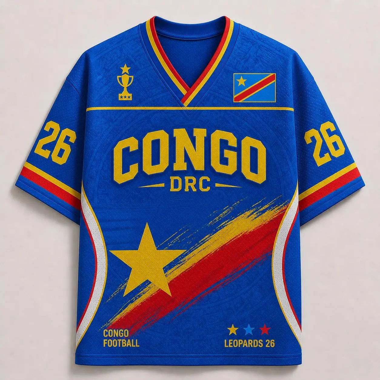 Custom Leopards Congo DR Soccer Jersey, DR Congo Football Fan Shirt, Match 26 Game Day Tee, DR Congo Jersey