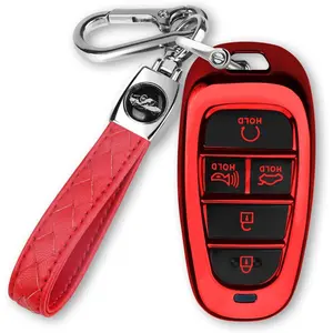 For Hyundai Key fob Cover Fits for 2024 2023 2022 2021 Hyundai Sonata Santa fe Tucson Smart 5 Button Key Case Shell