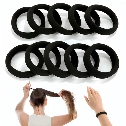 Women's Thick Seamless Plain Soft Cotton Hair Ties - 1PC Random Color, High Stretch, Comfortable Curly No-Damage Rubber Bands, Casual All-Seasons Accessories for Daily Use