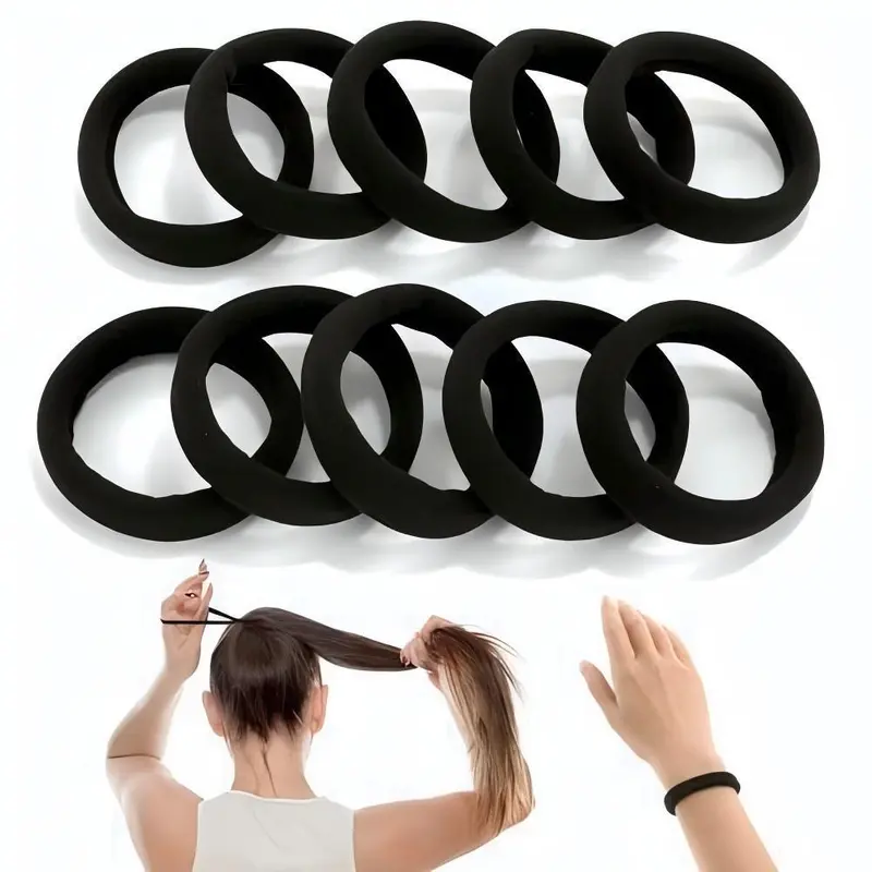 Women's Thick Seamless Plain Soft Cotton Hair Ties - 1PC Random Color, High Stretch, Comfortable Curly No-Damage Rubber Bands, Casual All-Seasons Accessories for Daily Use