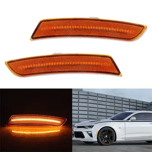 2PCS Amber Lens Full Amber LED Front Side Marker Light Lamps For Chevy Camaro 2016 2017 2018 2019 2020 2021 2022 2023 Replace OEM 23169181, 23169182, 23126885, 23126884