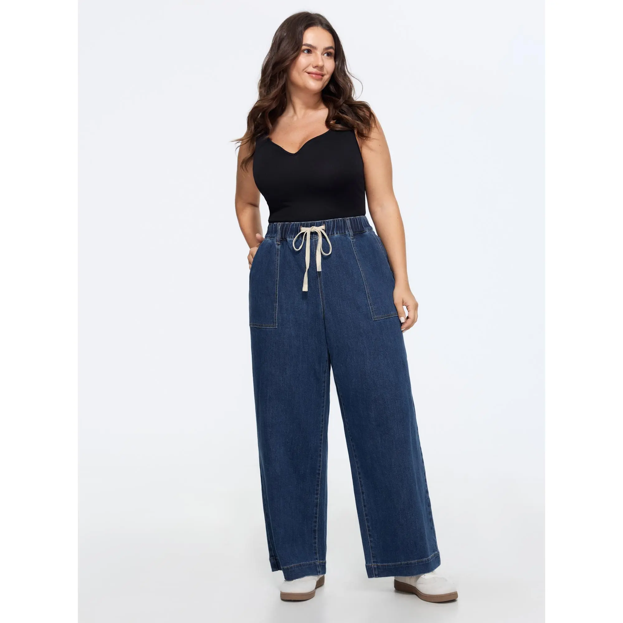 BLOOMCHIC Plus Size Stretchy Pull-On Wide-Leg Jeans[M-6X]2026  Summerfinds