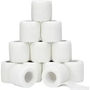 12 Rolls White Athletic Pre Wrap Tape,2 Inch x 5 Yards Self Adhesive Bandage Wrap Cohesive Wrap Bandages for Athletic Baseball Wrist Tape,Sports,Pets,Wrist,Ankle,Hands Knees (White)