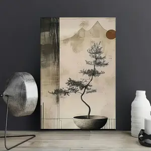 [2D Flat] 1pc of Artwork Featuring Elegant Modern Japanese Tree Canvas Print Poster, Vintage Wall Decoration, Unique Creative Wall Art for Living Room, Bedroom, Office, Dining Room, Waterproof, Printed, Artwork, Perfect Gift And Decor