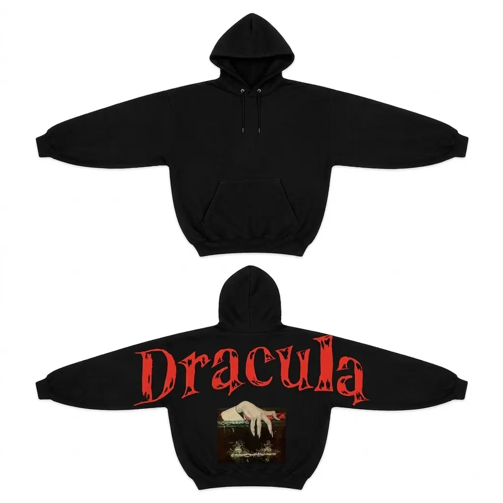 Gothic Vampire Graphic Hoodie, Dark Fantasy Sweatshirt, Vintage Horror Inspired Pullover, Moody Halloween Streetwear, Alternative Casual Outfit, Unisex Gift