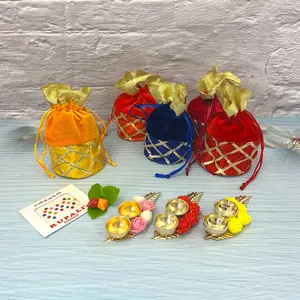 Sacred Velvet Potli Gift Hamper | Devotional Pack for Navratri, Varalakshmi, Teej Pooja | Timeless Symbol of Gratitude