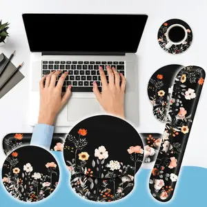 3 Pcs Ergonomic Memory Foam Wrist Support Mouse Pads, Anti-Skid Base Desk Accessories with Keyboard Wrist Rest for Home, Office Gaming Setup