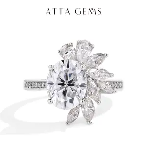 Gorgeous Synthetic Moissanite Ring 4CT Oval Cut D Color VVS1 for Women Wedding Band Engagement Gift Fine Jewelry R138